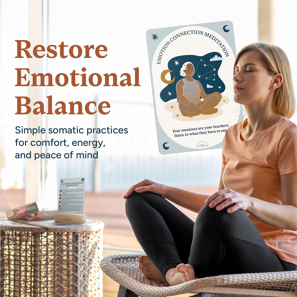 Better Days 60 Somatic Cards breathwork card guiding calm breathing