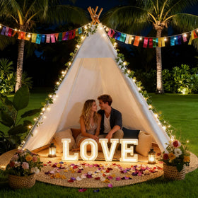 Betterhood 7 ft Large Teepee Tent inside view, spacious for adults and kids.