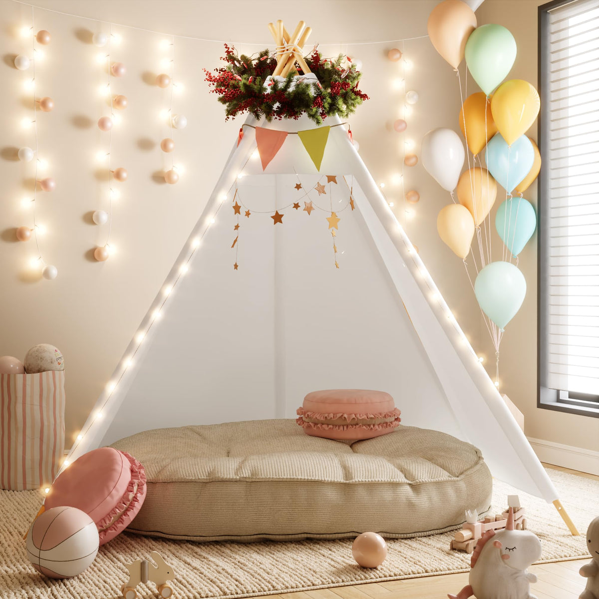 Betterhood teepee tent easy assembly, set up in minutes for family play.