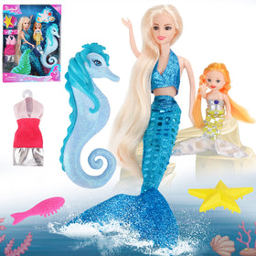 BETTINA 12-inch mermaid doll with flowing hair and dress-ready fashions