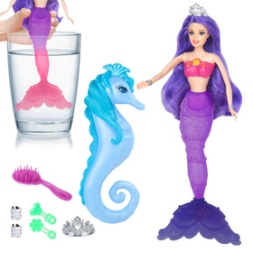 BETTINA color-change mermaid doll tail reveals pink-to-purple hues in warm water