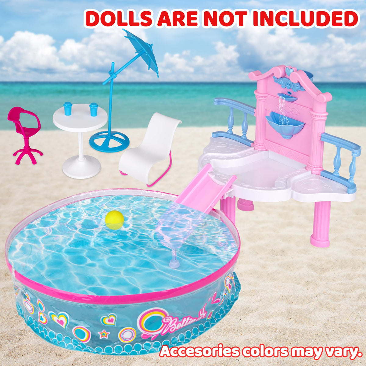 BETTINA Glam Deluxe beach chairs beside the pool for pretend picnics