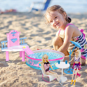 BETTINA Glam Deluxe beach table and chairs for doll poolside scenes