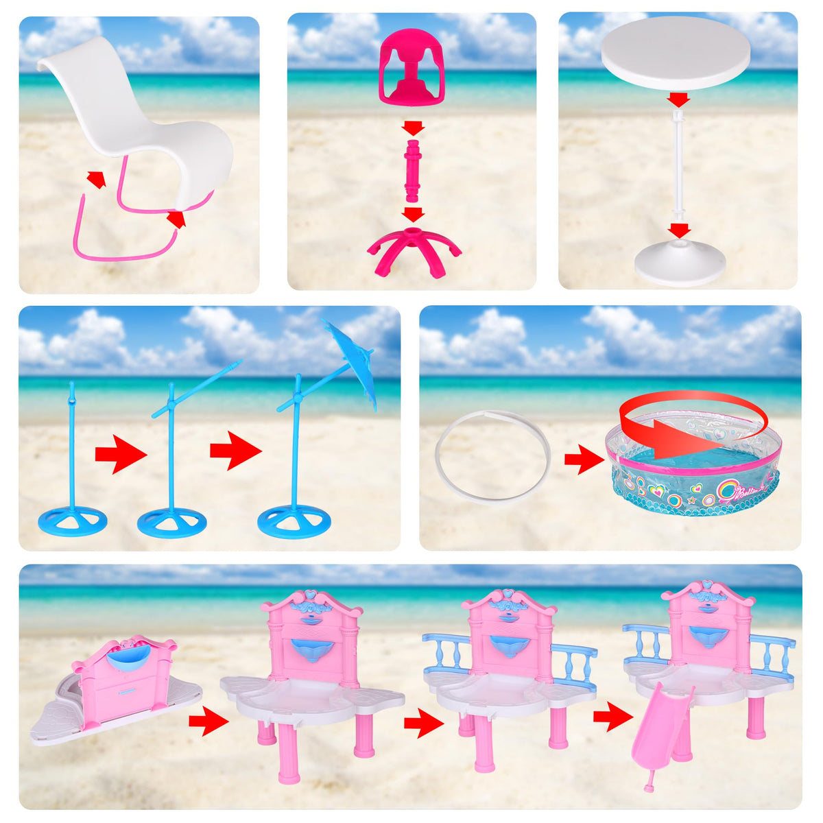 BETTINA Glam Deluxe beverages for doll pool party pretend