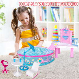BETTINA Glam Deluxe pool with water slide for dolls during playtime