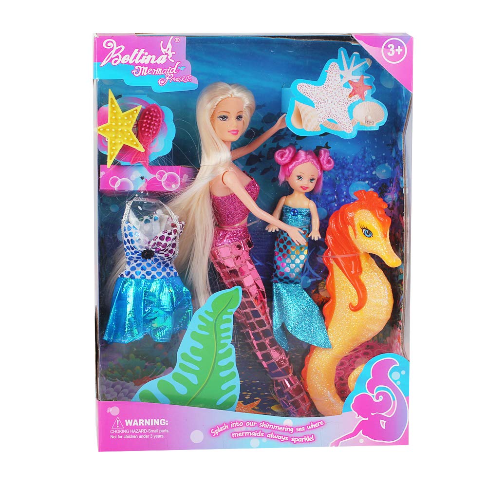 Bettina 12'' mermaid doll in pink dress ready for imaginative play.