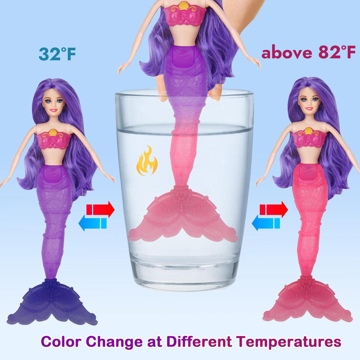 BETTINA mermaid doll with blue seahorse enhances imaginative underwater play