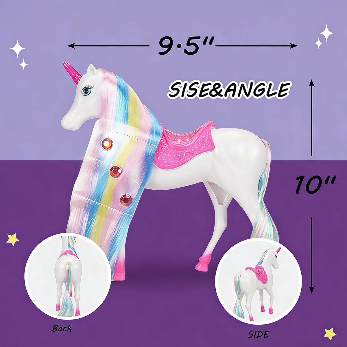 BETTINA unicorn doll hair accessories and brush for styling fun
