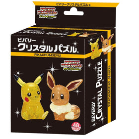 Beverly Pikachu-Eevee crystal puzzle close-up pieces show sparkling facets and color