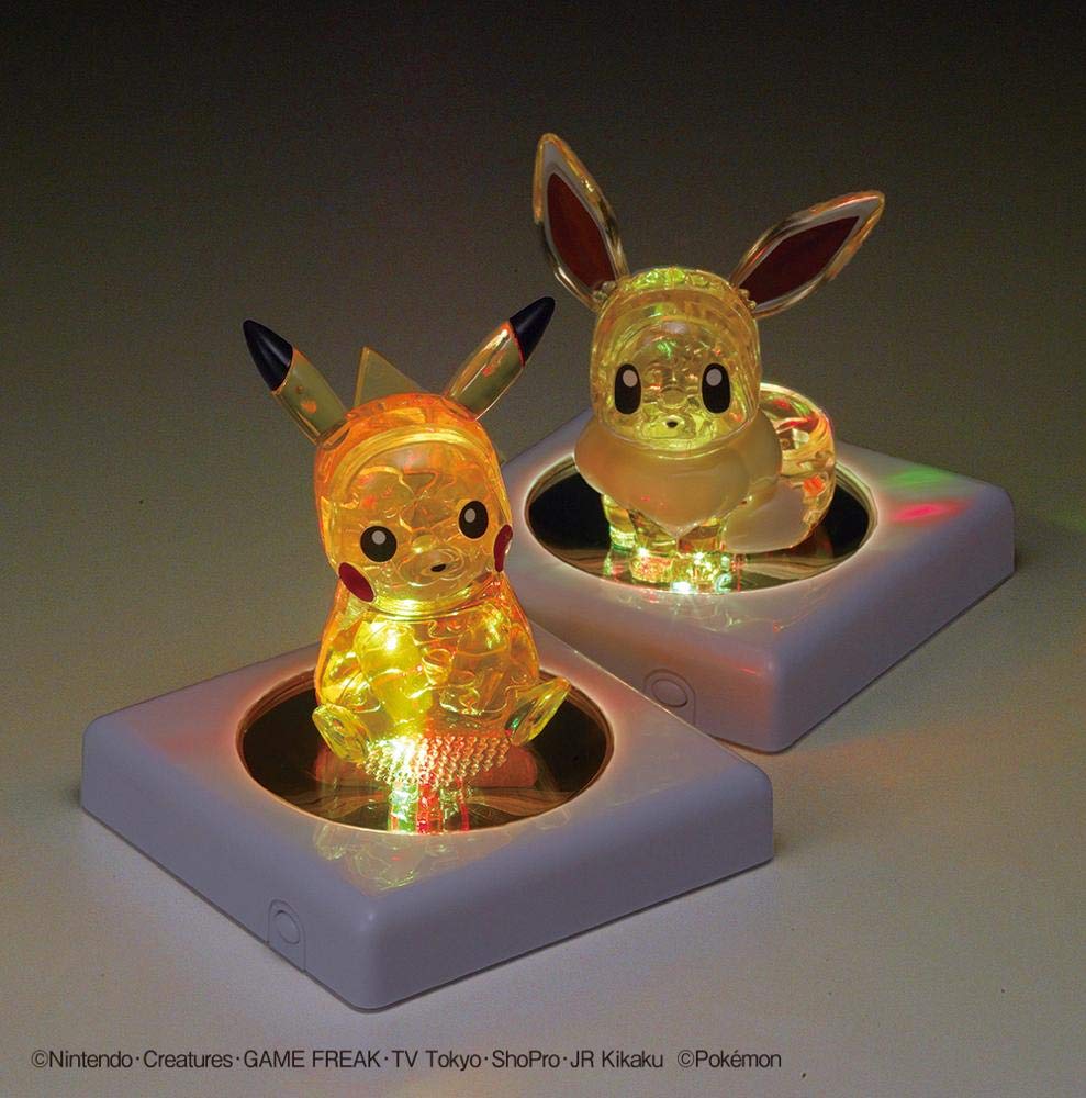 Beverly Pikachu-Eevee crystal puzzle in a cozy desk setup for play