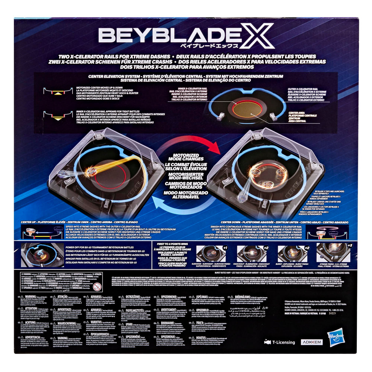 Beyblade BX-00 motorized center area adds dynamic movement during battles.