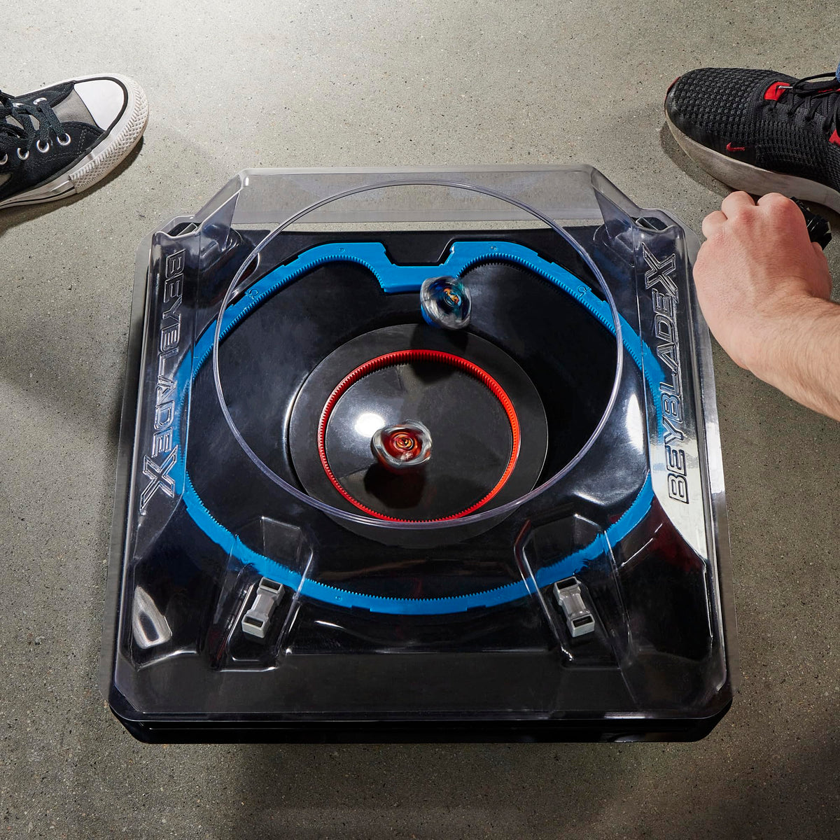 Beyblade BX-00 tops and launchers are sold separately for customization.