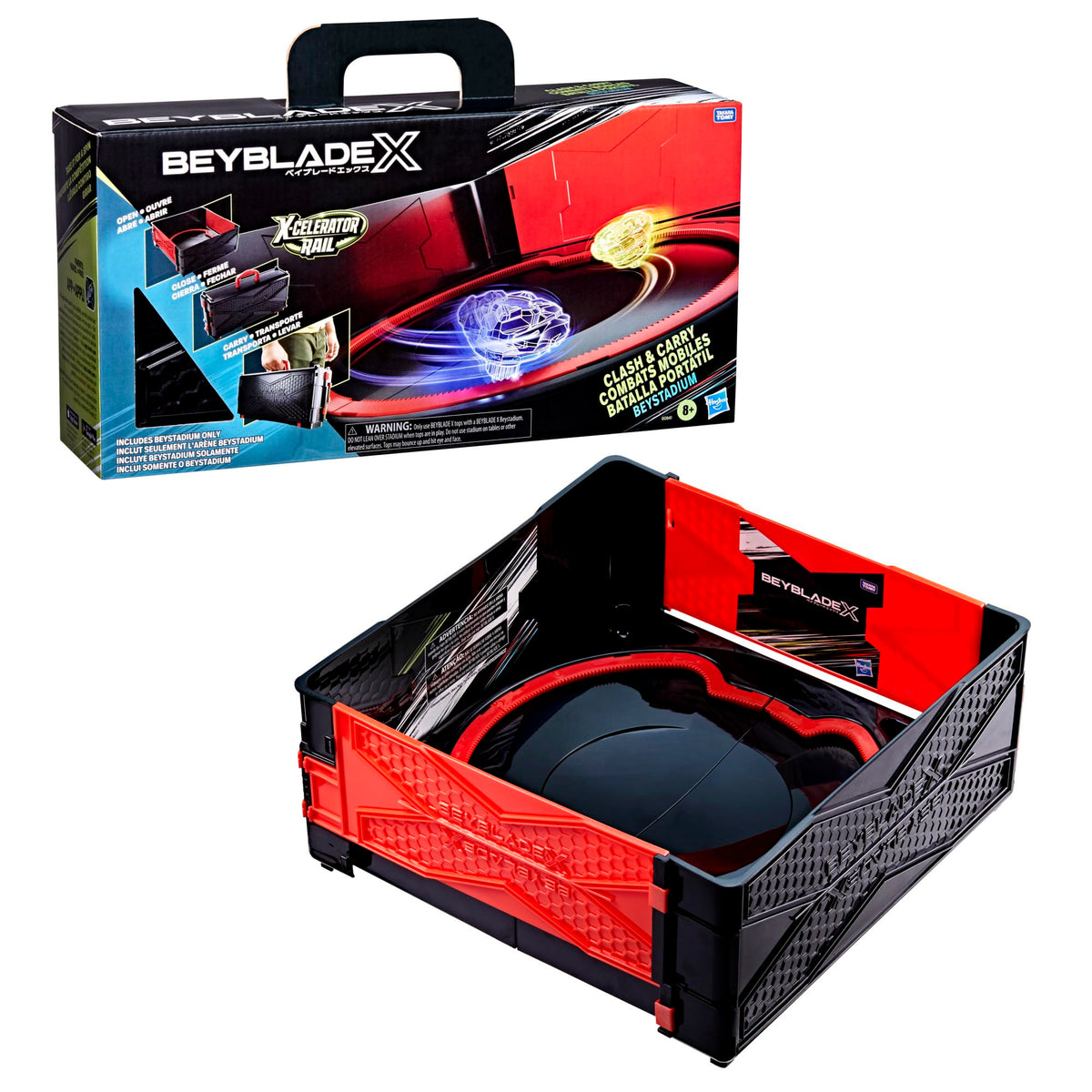 Beyblade X Clash and Carry Beystadium for on-the-go battles and easy transport.