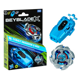 Beyblade X Cobalt Dragoon launcher ready for fast left-spin launches.