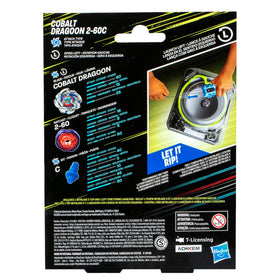 Beyblade X Cobalt Dragoon left-spin top in battle-ready pose.