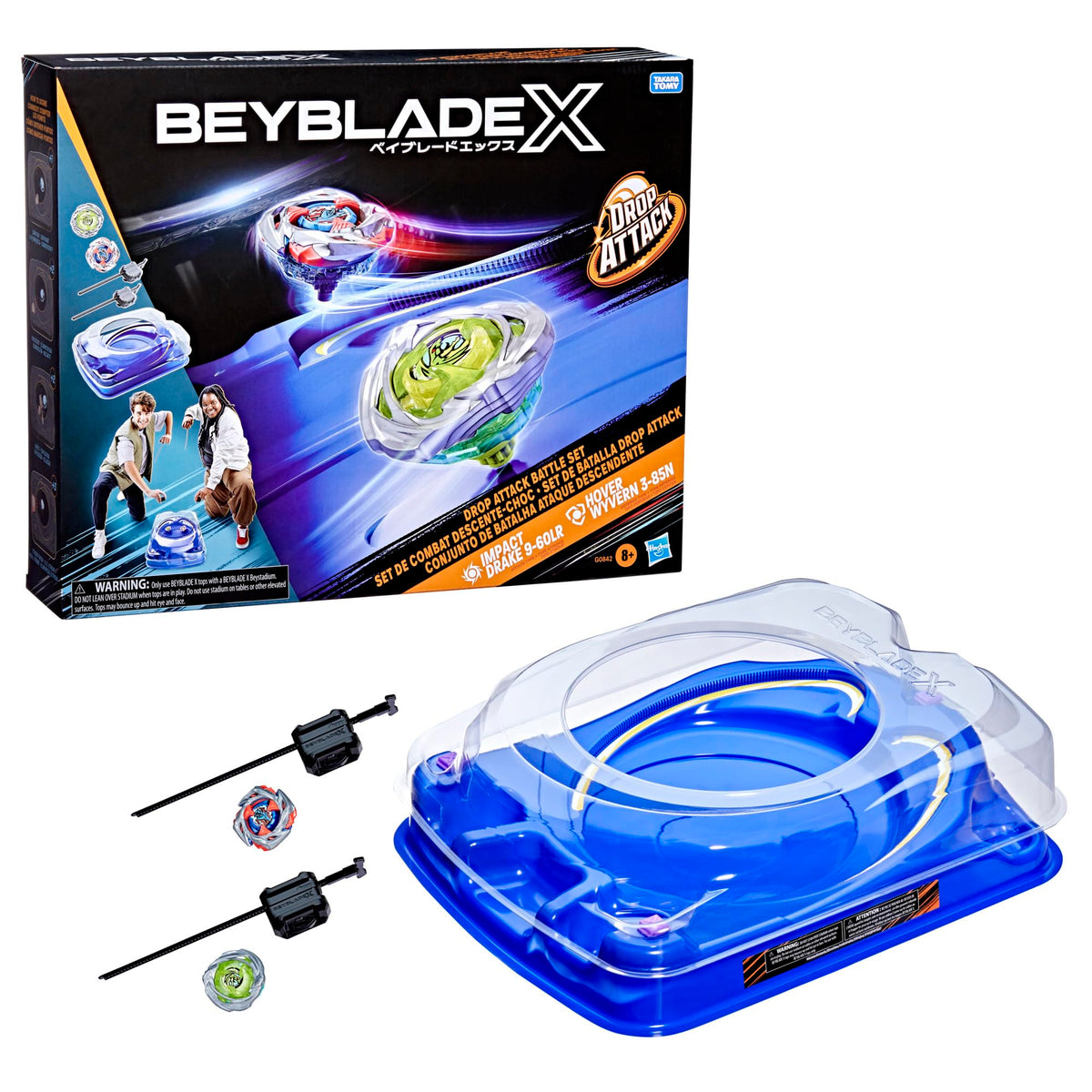 Beyblade X Drop Attack Battle Set in Beystadium ready for action
