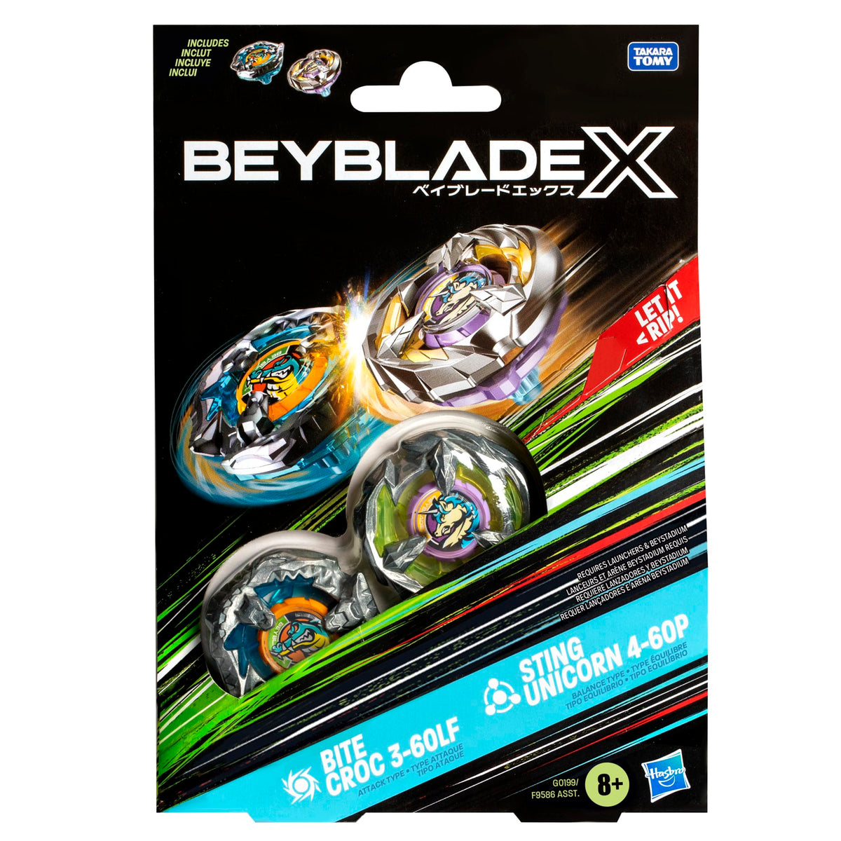 Beyblade X Dual Pack front view showing two right-spin tops