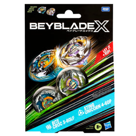Beyblade X Dual Pack front view showing two right-spin tops