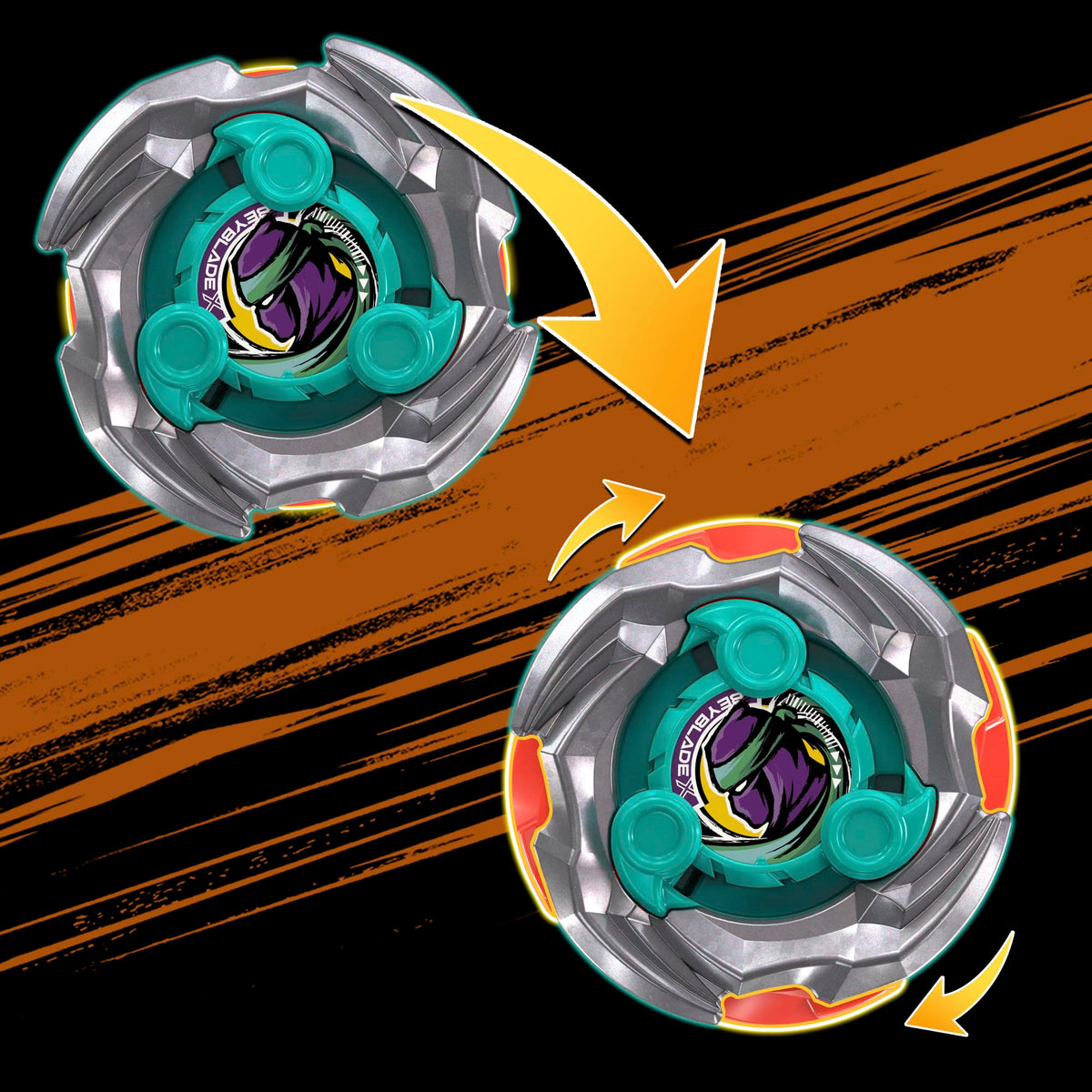 X-Celerator gear Beyblade X close-up powering dramatic bursts.