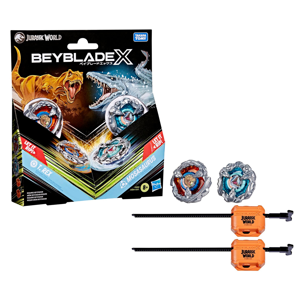 Beyblade X T. Rex right-spin top ready for rapid battles with customizable parts.