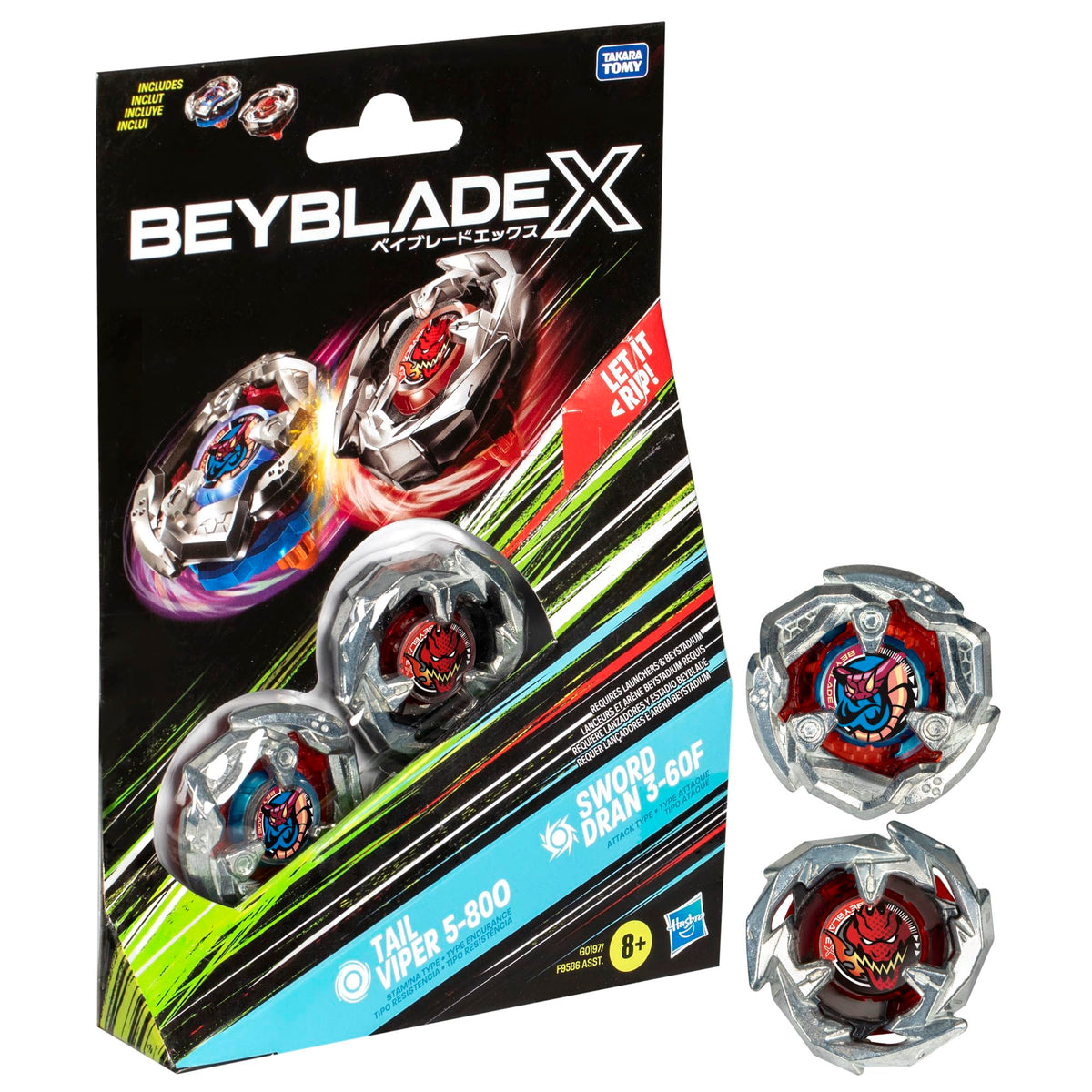 Beyblade X Tail Viper 5-80O top in action, highlighting its stamina-oriented design for extended battles.