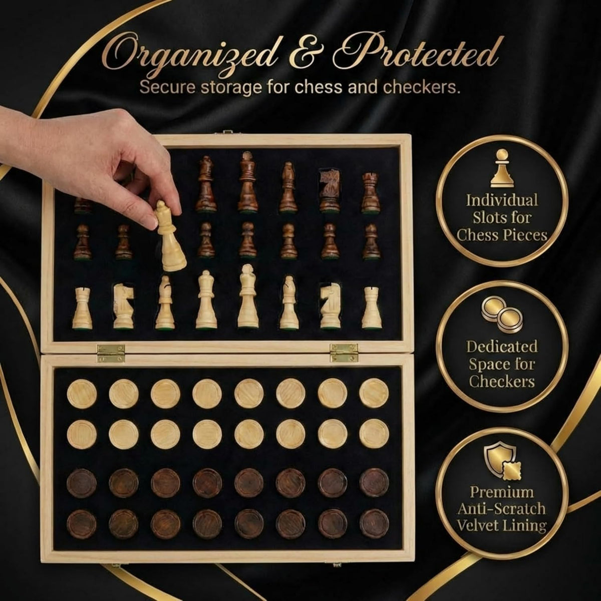 Beyond Innoventions chess and checkers set for versatile gameplay.