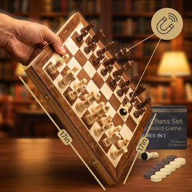 Beyond Innoventions magnetic chess pieces stay secure during travel and games.