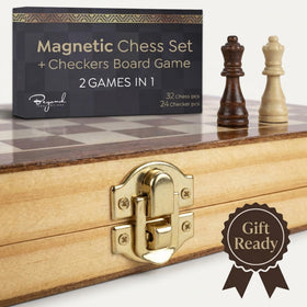Beyond Innoventions portable travel chess set in compact form