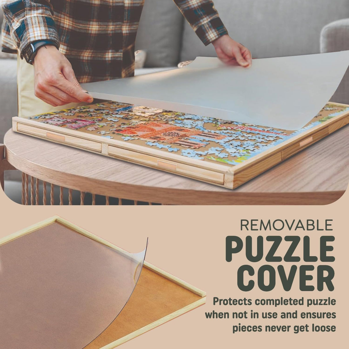Beyond Innoventions puzzle table removable cover keeps pieces secure