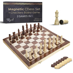 Beyond Innoventions wooden chess board open view showing foldable design