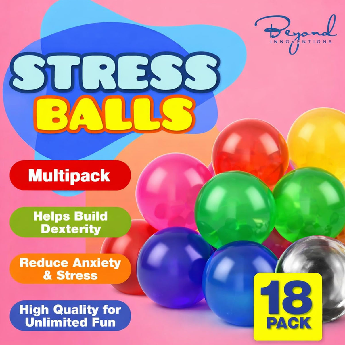 Beyond Innoventions XL squishy stress ball for tactile relief during work.