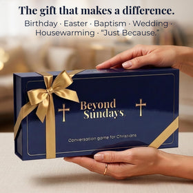 Beyond Sundays Date Night Conversation Cards on a cozy table setting.