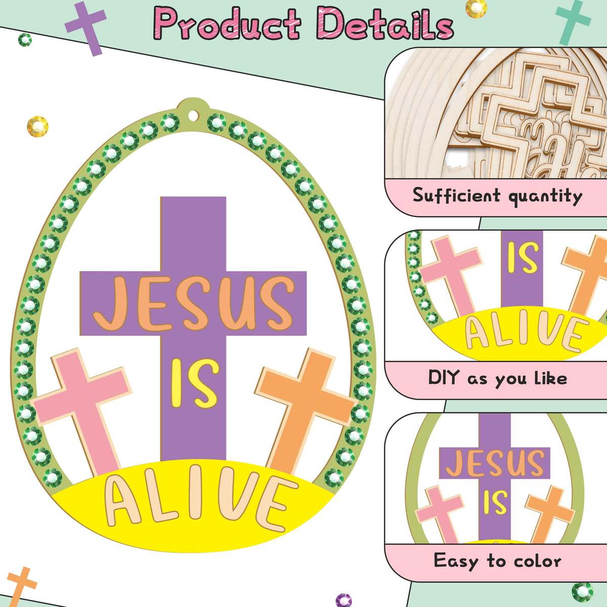 BeYumi eggs with Jesus is Alive text for kid crafts