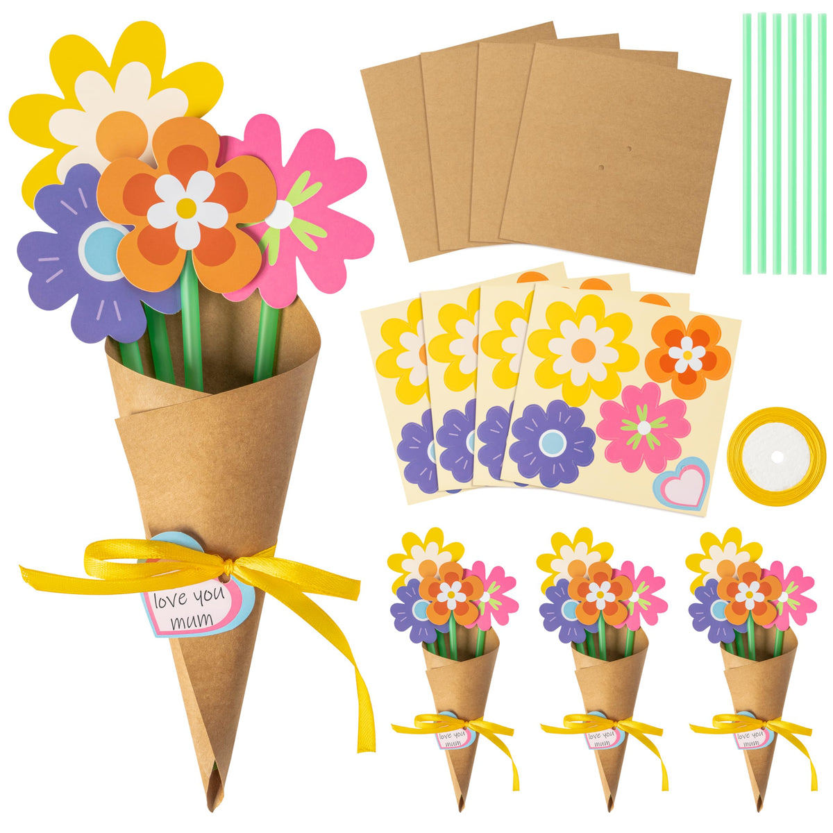 BeYumi flower bouquet craft kit contents shown for crafting fun and color.