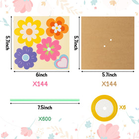 BeYumi Flower Bouquet Craft Kit materials spread shows 48 sheets and colorful components