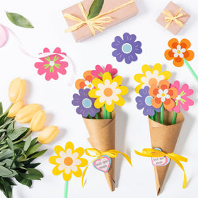 BeYumi Flower Bouquet Craft Kit yellow ribbons add bright finishing touch