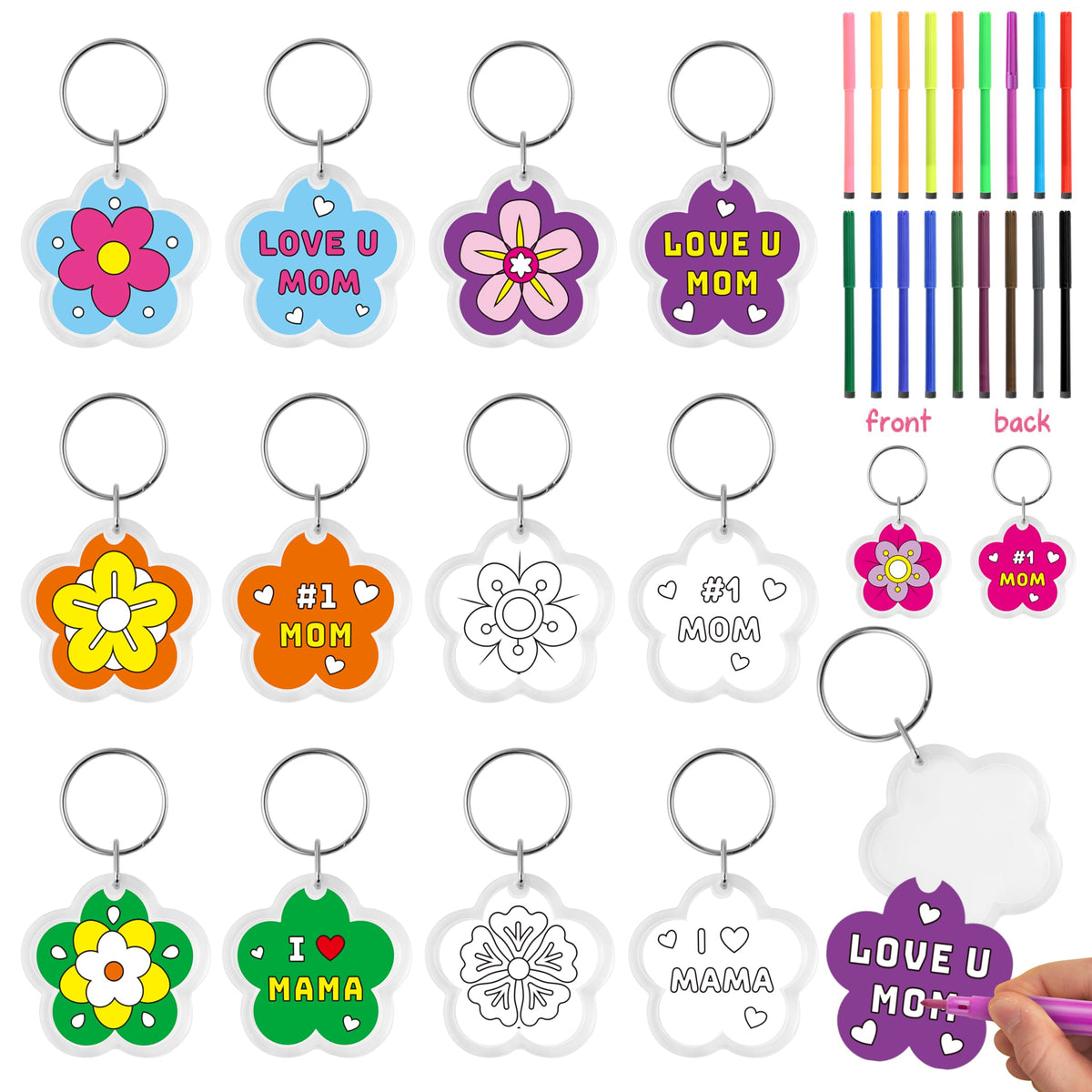 BeYumi Mother’s Day keychain frames, ready to color and gift.