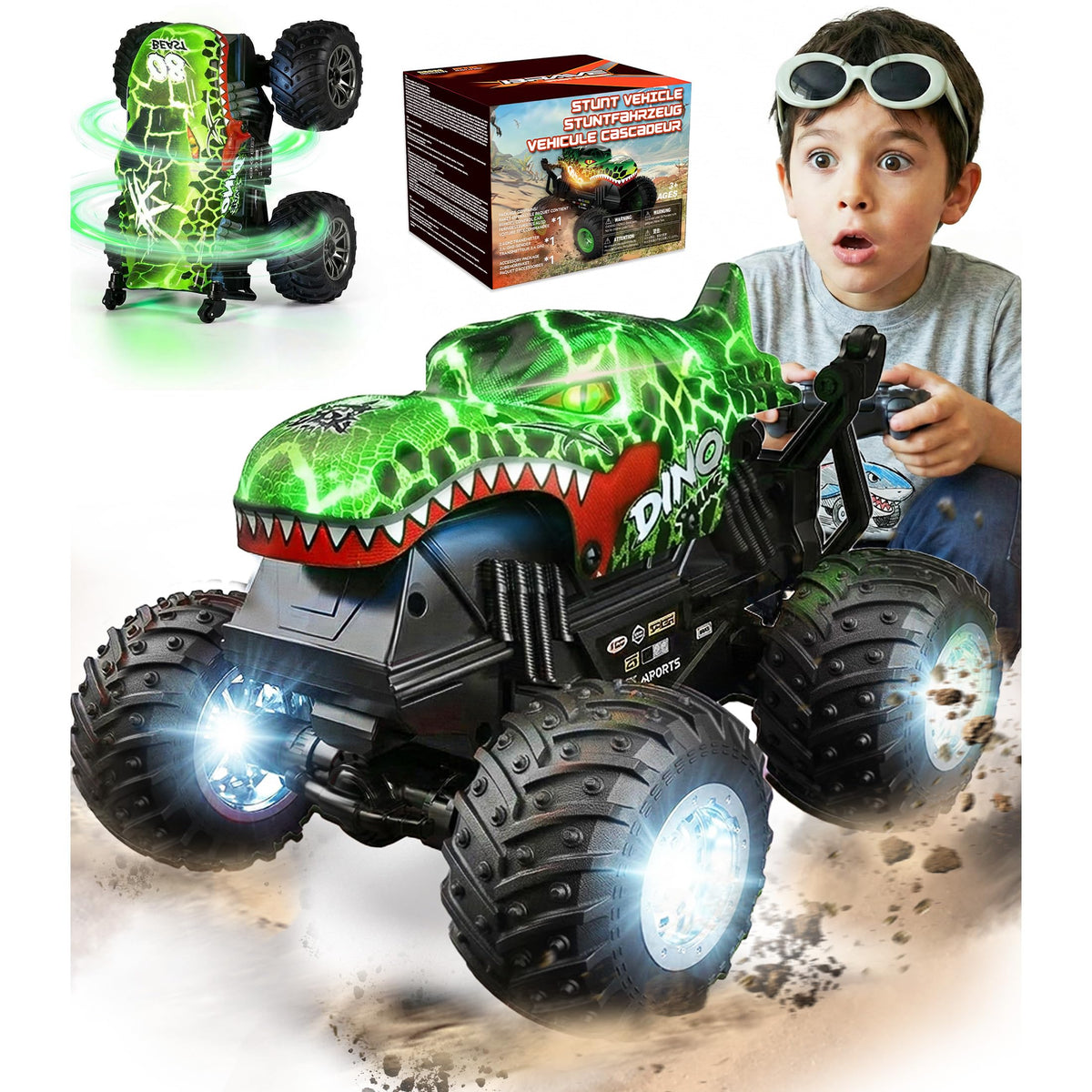 BEZGAR 1:20 Monster Truck stunt dinosaur design sparks dynamic play
