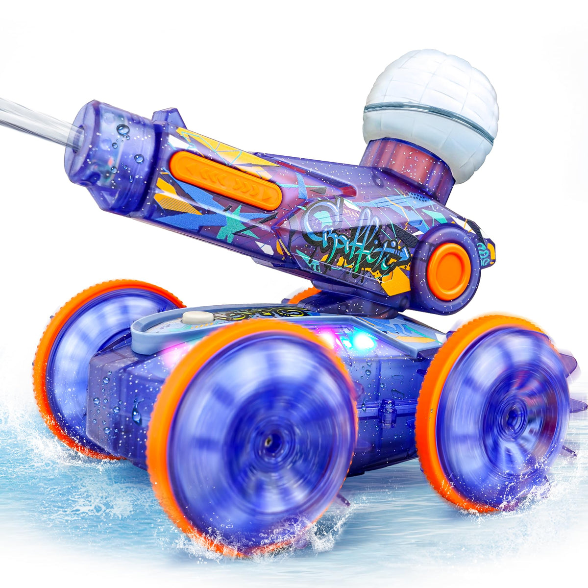 BEZGAR amphibious RC car blue side view for pool play and water fun