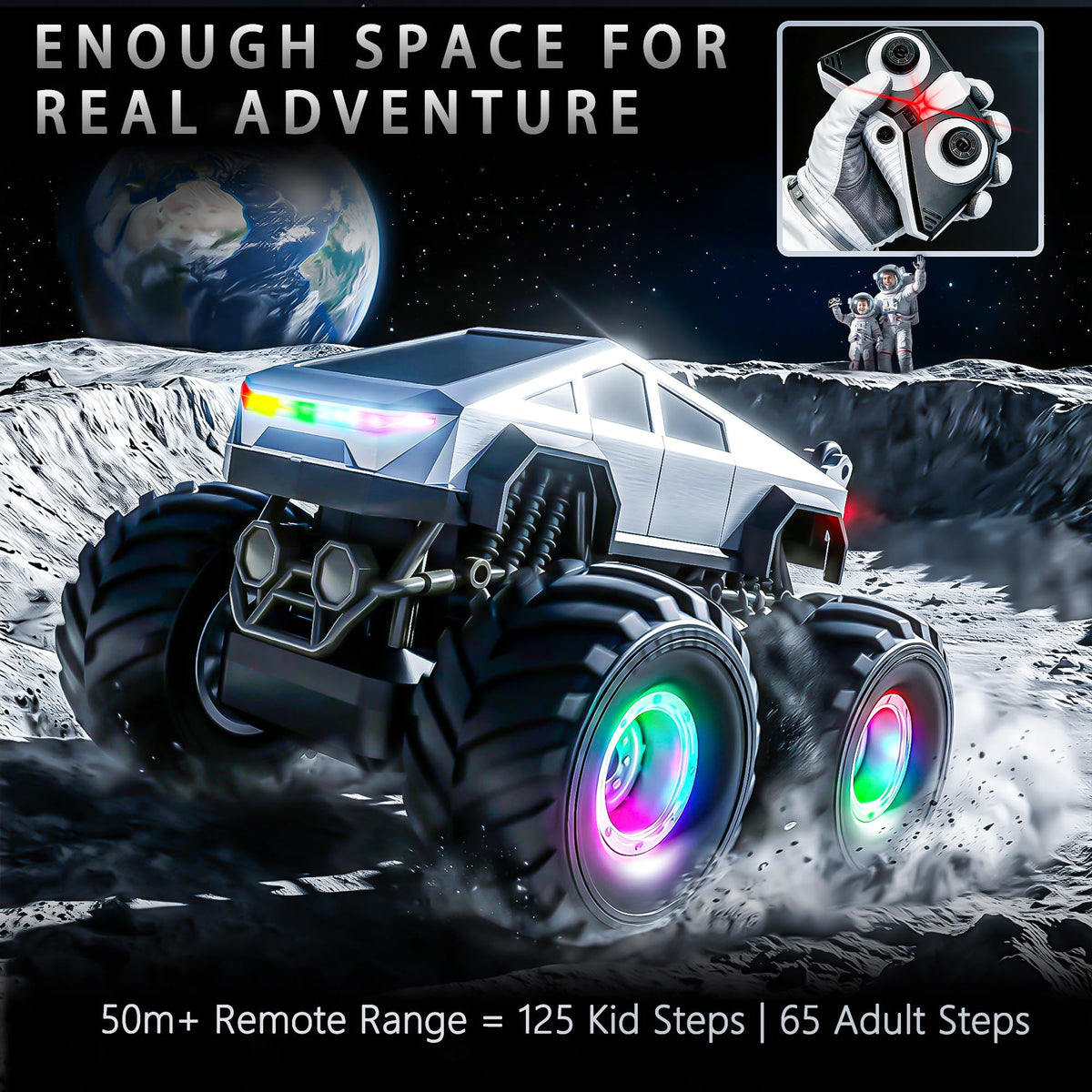BEZGAR Cyber Truck 4WD tires grip varied surfaces for stable handling.