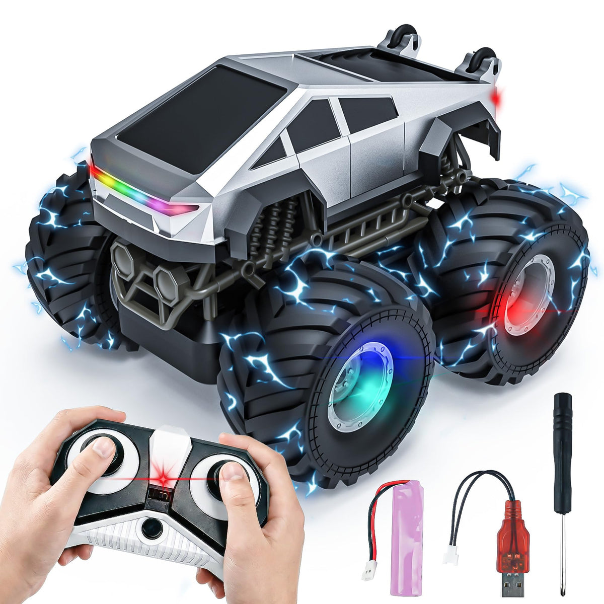 BEZGAR Cyber Truck RC car with remote control for accurate indoor and outdoor play.