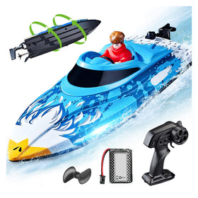 BEZGAR HJ822 Blue RC Boat front view with self-righting design for confident play