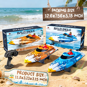 BEZGAR HJ822 Blue RC Boat uses 2.4 GHz remote for solid lake control