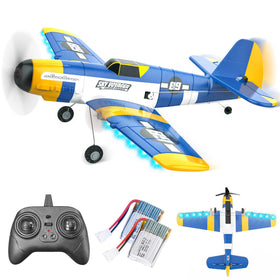 BEZGAR HQ089 RC plane front view with LED lights for easy night flights