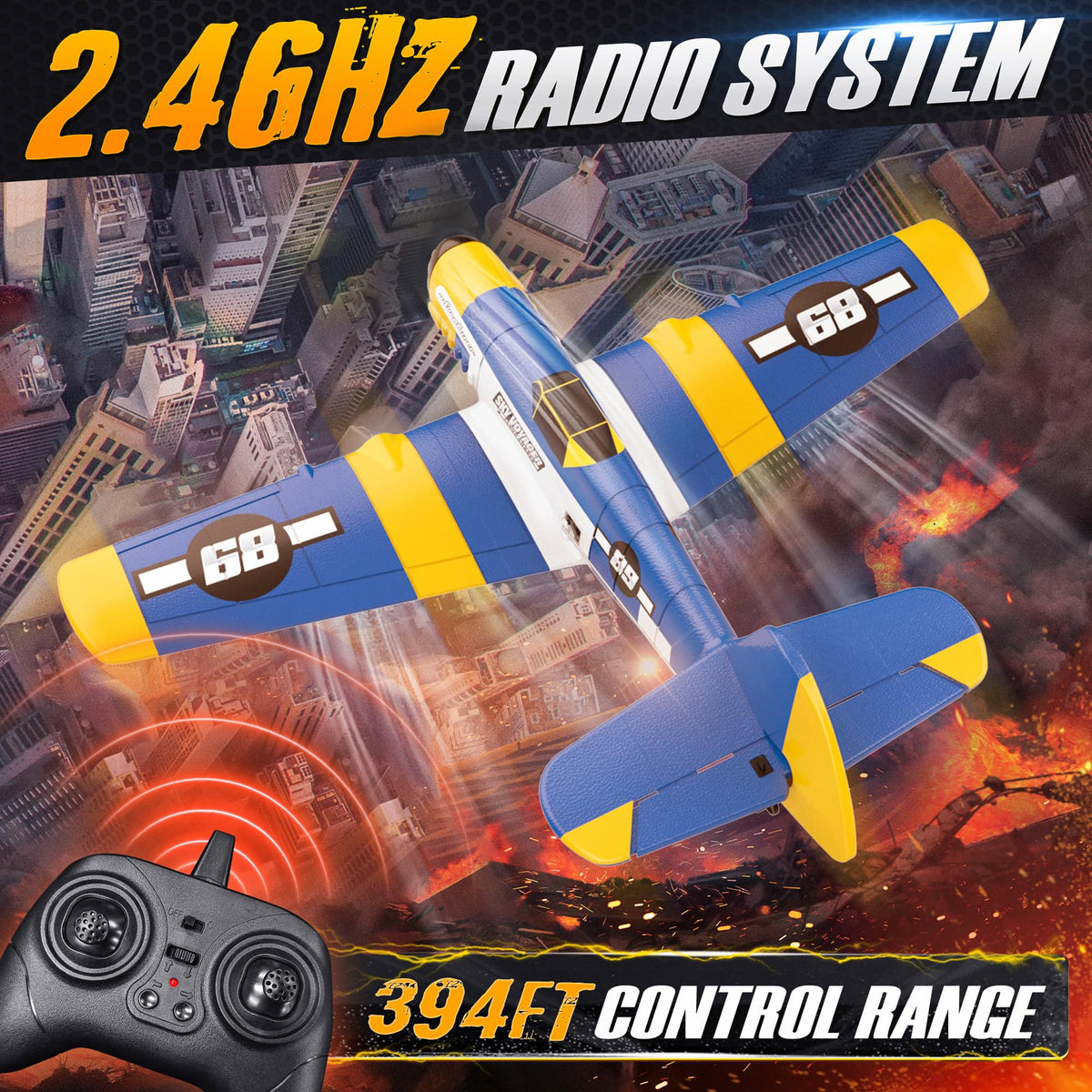 BEZGAR HQ089 RC plane with colorful LEDs guiding air maneuvers