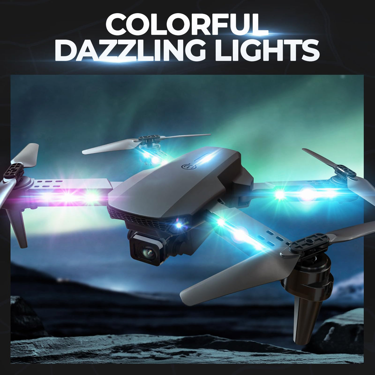 BEZGAR Kids Drone with LED lights boosts night flight visibility
