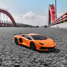 BEZGAR Lambo Aventador SVJ RC car in action, showcases exciting speed up to 4 mph
