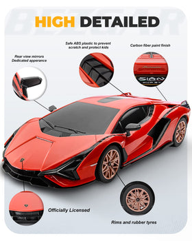 BEZGAR Lambo Sián FKP 37 1/24 rear view highlights detailed body lines.