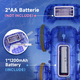 BEZGAR LED lights on blue RC car side for night fun