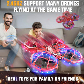 BEZGAR Mini Drone with bright neon LED lights for day or night flights.